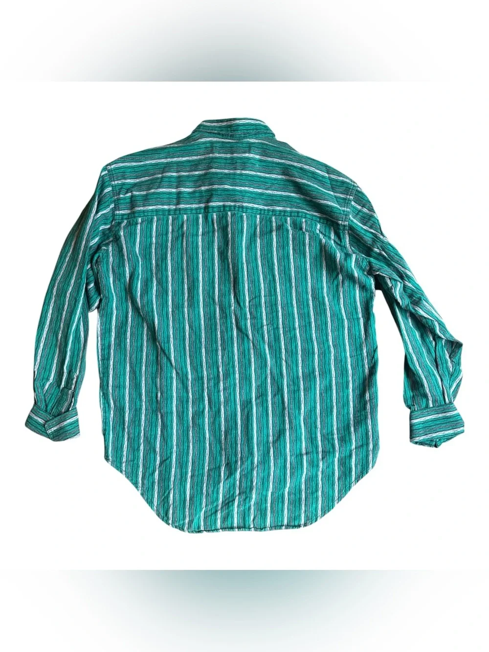 Vintage Levi’s Stripped Button Up Shirt Mens Medium 100% Cotton Green Western